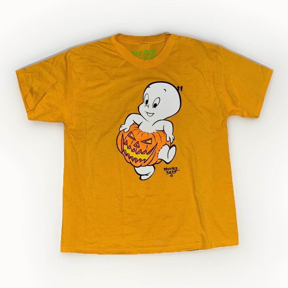 Asspizza x Casper Revive T-Shirt Yellow Large 21x27 Graphic Streetwear Tee